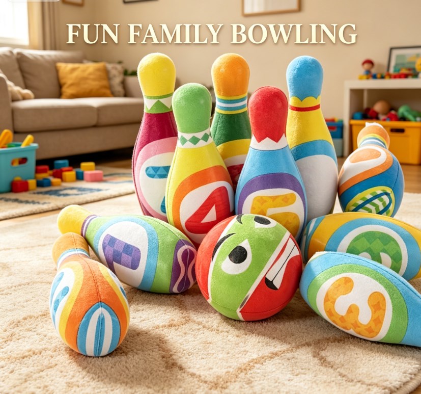 Safe Soft Material Bowling Toy - Noise-Free & Durable Indoor Game Set for Kids - Hand-Eye Coordination Training Toy - Perfect Back to School & Holiday Gift