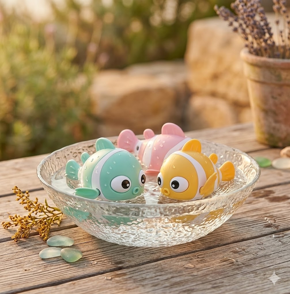 3-Pack Wind-Up Clownfish Bath Toys for Toddlers - Mechanical Clockwork Water Play Set for Pool & Beach - Ideal Kids' Summer Party Favors and Holiday Gifts