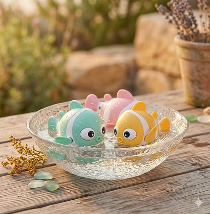 3-Pack Wind-Up Clownfish Bath Toys for Toddlers - Mechanical Clockwork Water Play Set for Pool & Beach - Ideal Kids' Summer Party Favors and Holiday Gifts