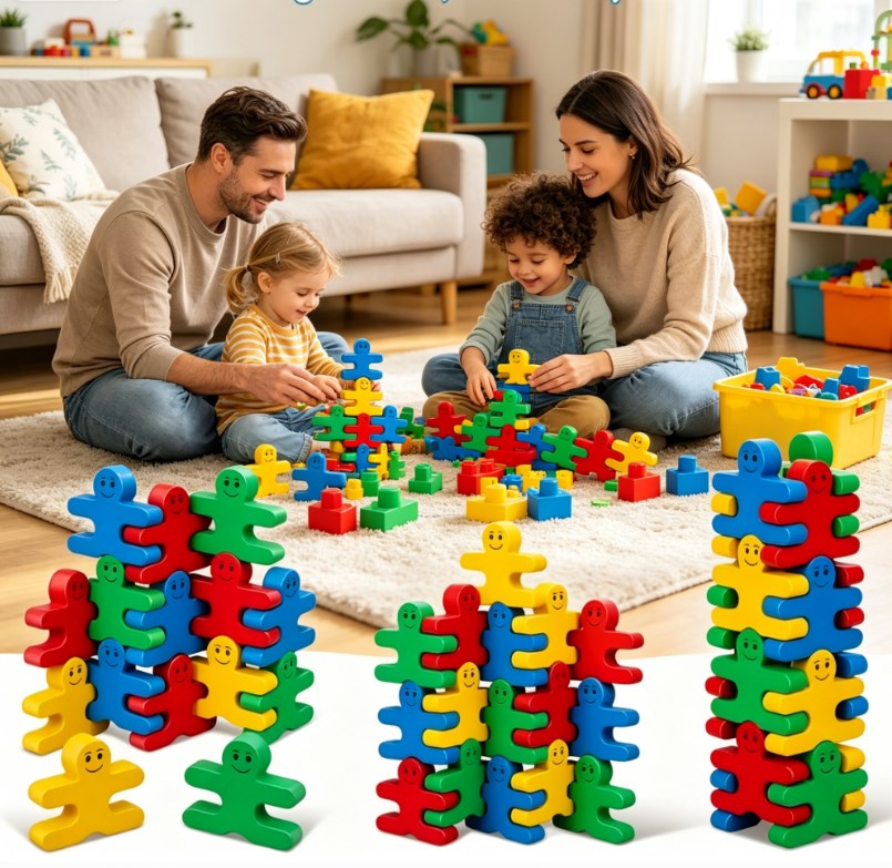 Colorful Wooden Balance Blocks: Educational Stacking & Matching Game for Early Childhood Cognitive Development