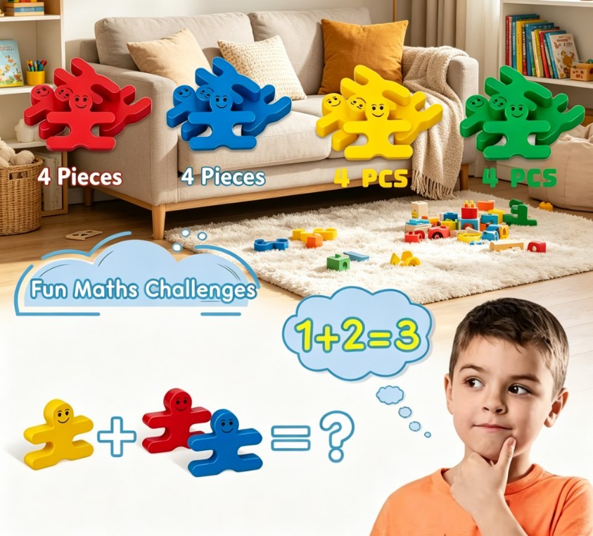 Colorful Wooden Balance Blocks: Educational Stacking & Matching Game for Early Childhood Cognitive Development