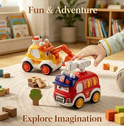 Easy-Press Cartoon Friction Toy - Simple Operation Manual Toy for Early Learning - Interactive Sensory Play for 1 2 3 Year Olds - Safe & Durable Toddler Gift
