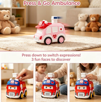 Easy-Press Cartoon Friction Toy - Simple Operation Manual Toy for Early Learning - Interactive Sensory Play for 1 2 3 Year Olds - Safe & Durable Toddler Gift