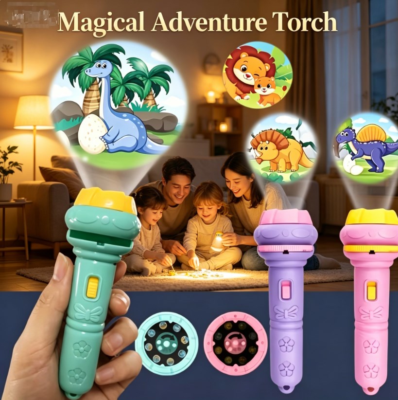 Night Light Storyteller Projector Toy - Creative Bedtime Projection Lamp for Kids - Interactive Handheld Learning Torch for Imaginative Storytelling