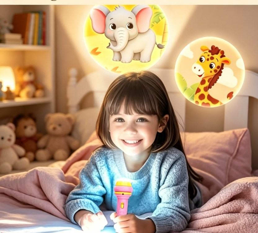 Night Light Storyteller Projector Toy - Creative Bedtime Projection Lamp for Kids - Interactive Handheld Learning Torch for Imaginative Storytelling