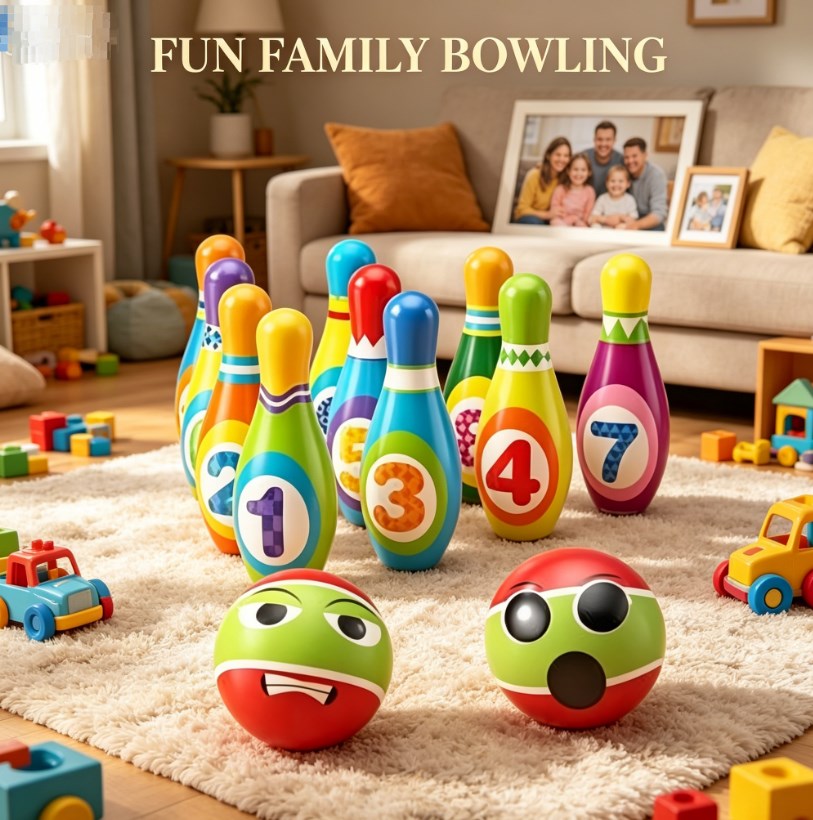 Safe Soft Material Bowling Toy - Noise-Free & Durable Indoor Game Set for Kids - Hand-Eye Coordination Training Toy - Perfect Back to School & Holiday Gift