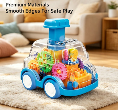 Transparent Gear Mechanical Toy Car - Manual Pressing Inertia Vehicle for Early Learning - STEM Puzzle Glide Car for Fine Motor Skills - Safe & Durable Toddler Toy