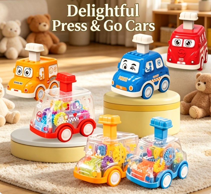 Transparent Gear Mechanical Toy Car - Manual Pressing Inertia Vehicle for Early Learning - STEM Puzzle Glide Car for Fine Motor Skills - Safe & Durable Toddler Toy