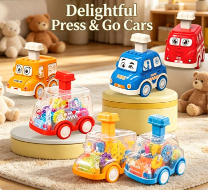 Transparent Gear Mechanical Toy Car - Manual Pressing Inertia Vehicle for Early Learning - STEM Puzzle Glide Car for Fine Motor Skills - Safe & Durable Toddler Toy