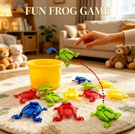 Vibrant Jumping Frogs Toy Set: 15pcs Classic Finger Press Game for Kids - Creative Educational Play & Multiplayer Fun Party Favors