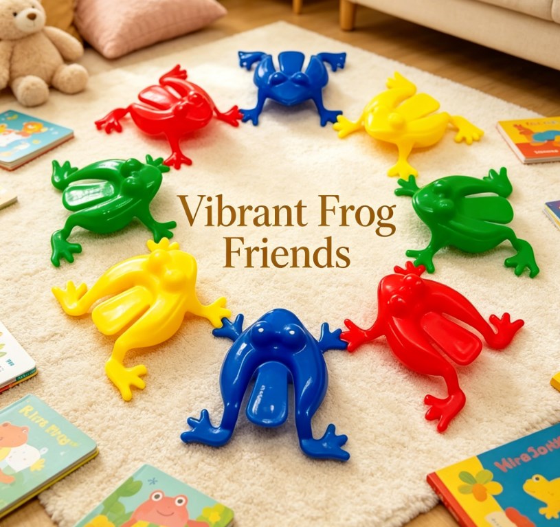 Vibrant Jumping Frogs Toy Set: 15pcs Classic Finger Press Game for Kids - Creative Educational Play & Multiplayer Fun Party Favors