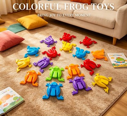 Vibrant Jumping Frogs Toy Set: 15pcs Classic Finger Press Game for Kids - Creative Educational Play & Multiplayer Fun Party Favors