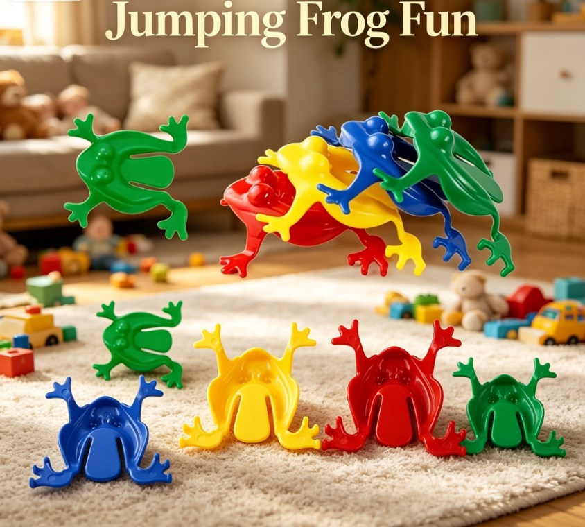 Vibrant Jumping Frogs Toy Set: 15pcs Classic Finger Press Game for Kids - Creative Educational Play & Multiplayer Fun Party Favors